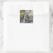 Zilverdal Waterval Sereniteit Vierkante Sticker (Tas)