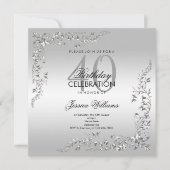 Zilverdecoratie 40e verjaardag kaart (Voorkant)