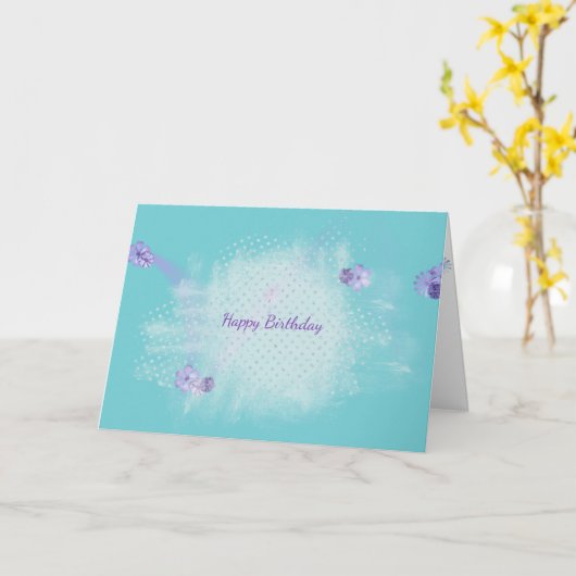 zilverdiamant abstracte verjaardag kaart (Gele Bloem)