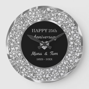 Zilverdiamanten en hart grote klok