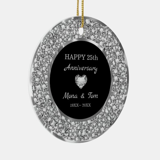 Zilverdiamanten ring en hart keramisch ornament (Rechts)