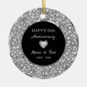 Zilverdiamanten ring en hart keramisch ornament (Voorkant)