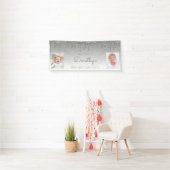 Zilverdrukking Glitter 2 foto 90th Birthday Spandoek (Insitu)