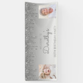 Zilverdrukking Glitter 2 foto 90th Birthday Spandoek (Verticaal)