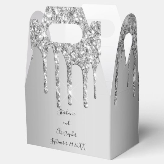 Zilverdrukking glitter Glitter Drift Weddenschap Bedankdoosjes (Geopend)