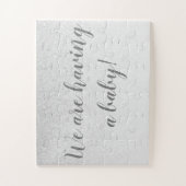 Zilvere glitter zwangerschap aankondiging puzzle legpuzzel (Verticaal)