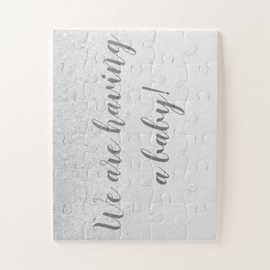 Zilvere glitter zwangerschap aankondiging puzzle legpuzzel (Verticaal)