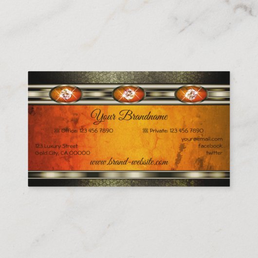 Zilvereffecten met een oog die Oranje marmer vangt Visitekaartje (Achterkant)