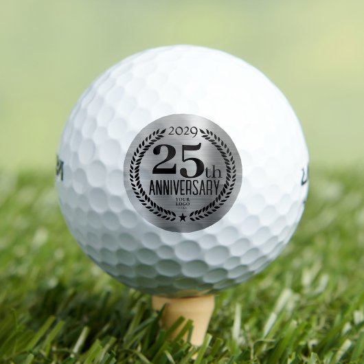 Zilveren 25-jarig jubileum Bedrijfslogo Golfballen