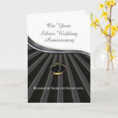 Zilveren 25e bruiloft Religieus Jubileum Hart Kaart (Gele Bloem)