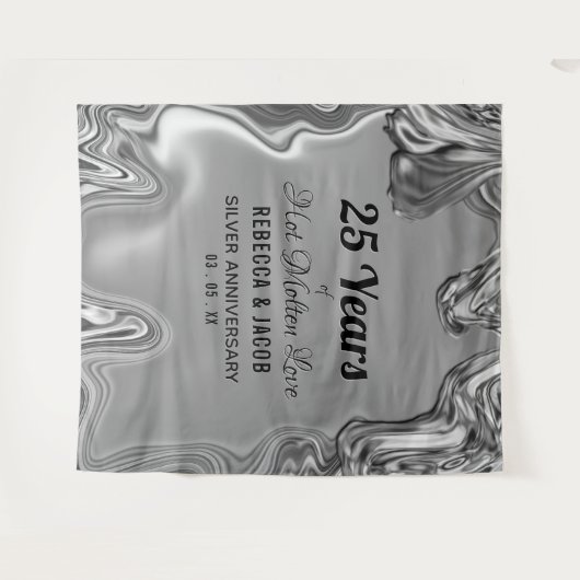 Zilveren 25e huwelijksjubileum achtergrond wandkleed (Voorkant (horizontaal))