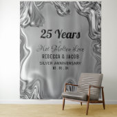 Zilveren 25e huwelijksjubileum achtergrond wandkleed (In situ)