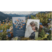 Zilveren 25e huwelijksjubileum bloemenfoto feest
