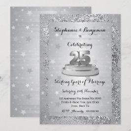 Zilveren 25e huwelijksjubileum Glitter Elegant In Kaart