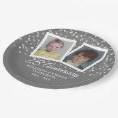Zilveren 25e huwelijksjubileum kinderfoto's papieren bordje (Gekanteld)