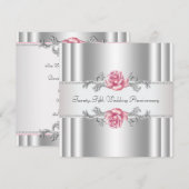 Zilveren 25e huwelijksjubileum met roze rozen kaart (Voorkant / Achterkant)