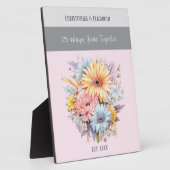 Zilveren 25e jubileum bloemen namen roze fotoplaat (Zijkant)