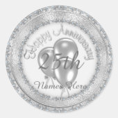 Zilveren 25e Jubileum Cupcake Sticker topper (Voorkant)