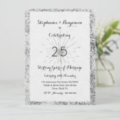 Zilveren 25e jubileum Glitter Elegant Chic Kaart (Staand voorkant)