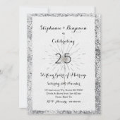 Zilveren 25e jubileum Glitter Elegant Chic Kaart (Voorkant)