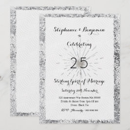 Zilveren 25e jubileum Glitter Elegant Chic Kaart