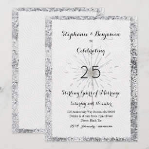 Zilveren 25e jubileum Glitter Elegant Chic Kaart