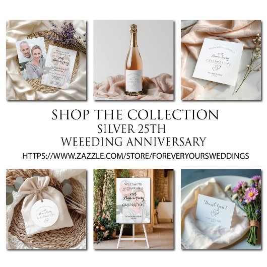 Zilveren 25e Jubileum lunch Bedankjes Labels