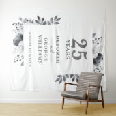 Zilveren 25e Jubileum Photo Booth Achtergrond Wandkleed (In Situ (horizontaal))