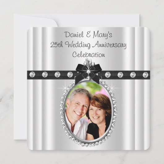 Zilveren 25e Jubileumfeest Kaart (Voorkant)
