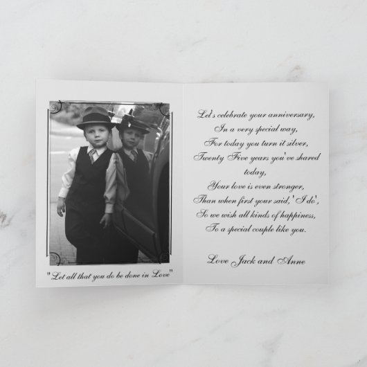 Zilveren 25e trouwdag Elegant Kaart (Binnen)