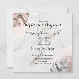 Zilveren 25e trouwdag Elegante glitter Kaart