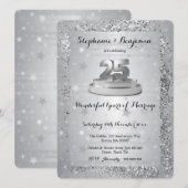 Zilveren 25e trouwdag Elegante glitter Kaart (Voorkant / Achterkant)