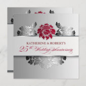 zilveren 25e trouwdag - elegante uitnodiging (Voorkant / Achterkant)