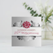 zilveren 25e trouwdag - elegante uitnodiging (Staand voorkant)