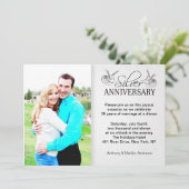 Zilveren 25e trouwdag foto uitnodigingen (Staand voorkant)