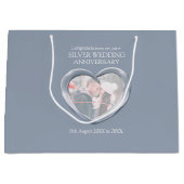 Zilveren 25e trouwdag fotojaar groot cadeauzakje (Voorkant)