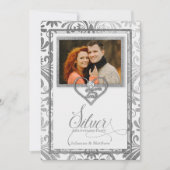 Zilveren 25e trouwjubileum aangepaste foto kaart (Voorkant)