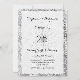 Zilveren 25e verjaardag Glitter Elegant Chic Kaart