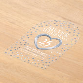 Zilveren 25ste huwelijksverjaardag hart acryl uitnodigingen (Laagn)