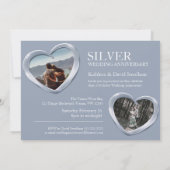 Zilveren 25ste huwelijksverjaardag hartfeest kaart (Achterkant)