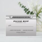 zilveren 25ste huwelijksverjaardag RSVP kaarten (Staand voorkant)