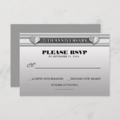 zilveren 25ste huwelijksverjaardag RSVP kaarten (Voorkant / Achterkant)