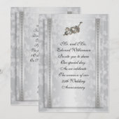 Zilveren 25ste verjaardagsfeest uitnodiging (Voorkant / Achterkant)