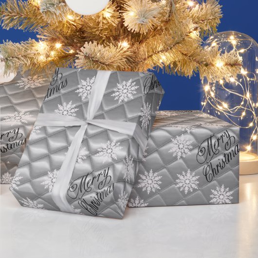 Zilveren 3D-effect kerstcadeaupapier Cadeaupapier (Feestdagen)