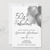 Zilveren 50e en fantastische 50e verjaardag uitnod kaart (Voorkant)