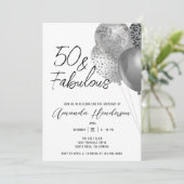 Zilveren 50e en fantastische 50e verjaardag uitnod kaart (Staand voorkant)