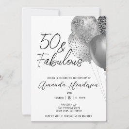 Zilveren 50e en fantastische 50e verjaardag uitnod kaart