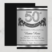 Zilveren 50ste verfeestfeest kaart (Voorkant / Achterkant)