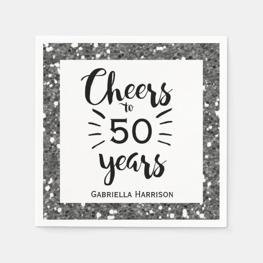 Zilveren 50ste verjaardag servet (Voorkant)