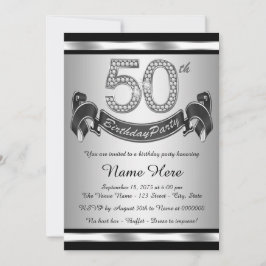 Zilveren 50ste verjaardagsfeest kaart